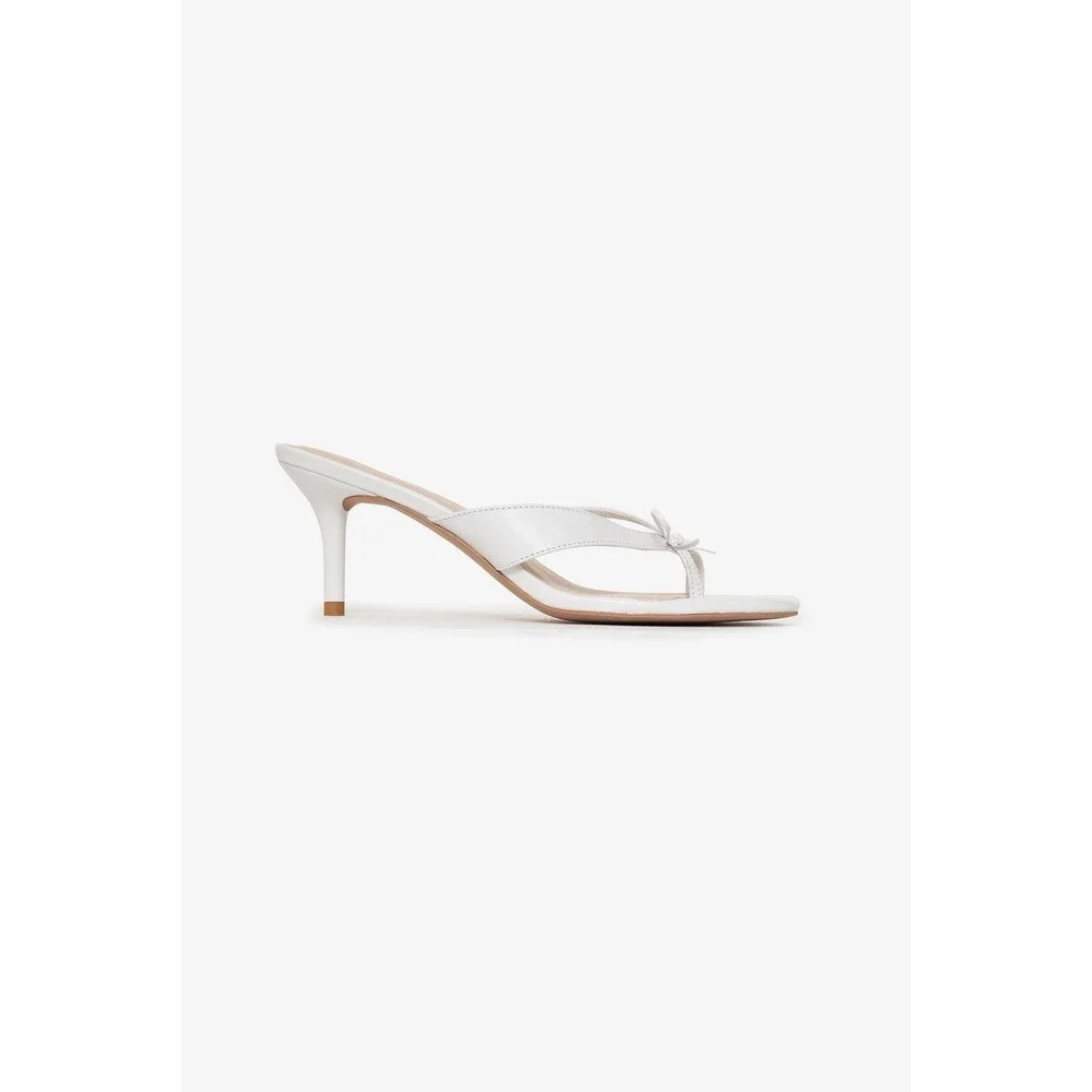 For Love And Lemons Elea Heel Thong Sandals White Size 37 New! Sz 7